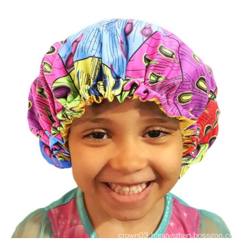 UNIQ Africa Kids Satin Bonnet Elastic Sleep Showering Bonnet Double Layer Hats